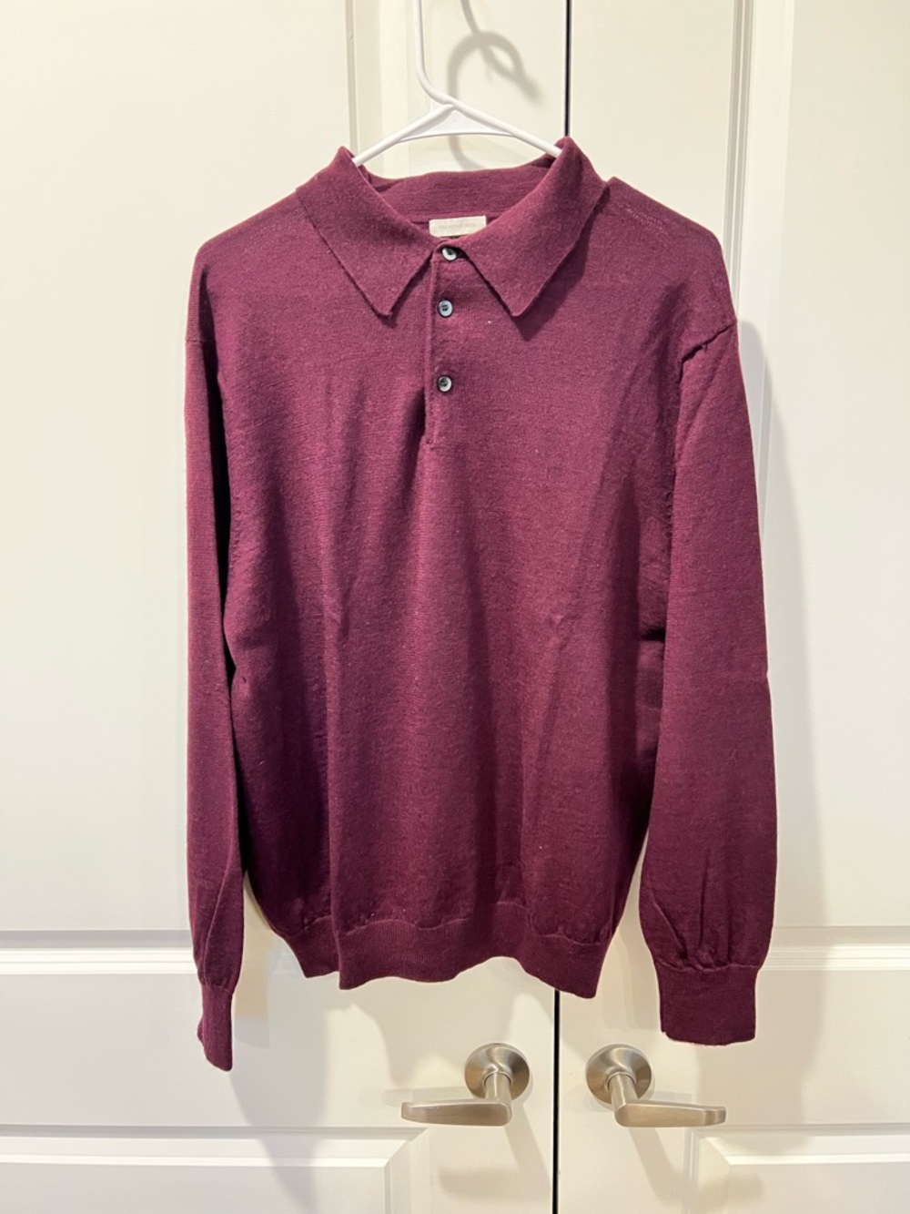 Madison Merino Wool Polo Sweater in Plum
